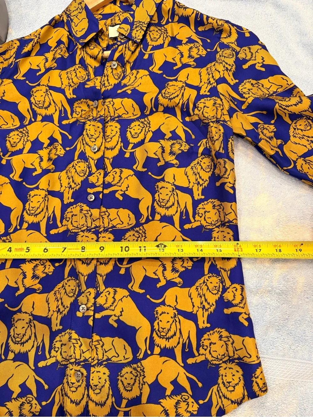 J. Crew Collection Silk Sleepy Lion Button Down Shirt